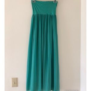 Small teal highwaist/foldover long skirt